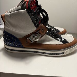 Versace High-Top Sneakers – Medusa Buckle & Studded Heel